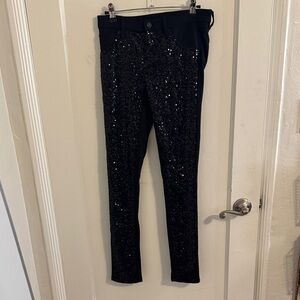 Womens Hudson Black Sequin Super Skinny Pants-Sz 28